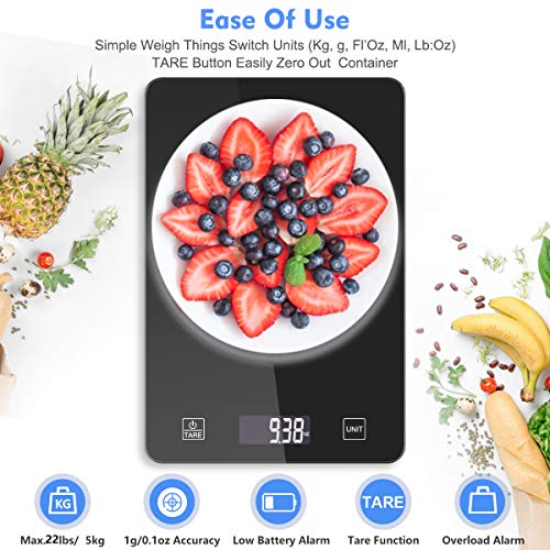 image for Nicewell Food Scale, 11lb Digital Kitchen Black Scale Weight Grams and