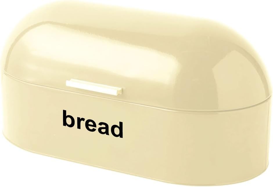 Denny International® AMERICAN STYLE CURVED STEEL TOP BREAD BIN KITCHEN FOOD STORAGE CREAM