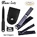 Nail Clippers Set 2PCs Fingernail and Toenail Clippers, Stainless Steel Nail Cutter with Nail Clipper File & Pouch by Emmo Lady (Black)