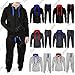 Janisramone New Kids Boys Contrast Drawcord Fleece Hooded Top Bottom Set Jogging Tracksuit