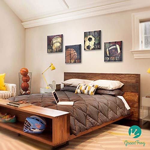 Green Frog Sports Themed Canvas Wall Art Great Gift, 14" x 14"