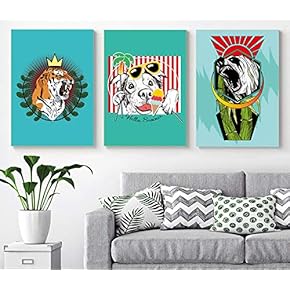 3 Panel Colorful Animal Painting Wall Decor for...