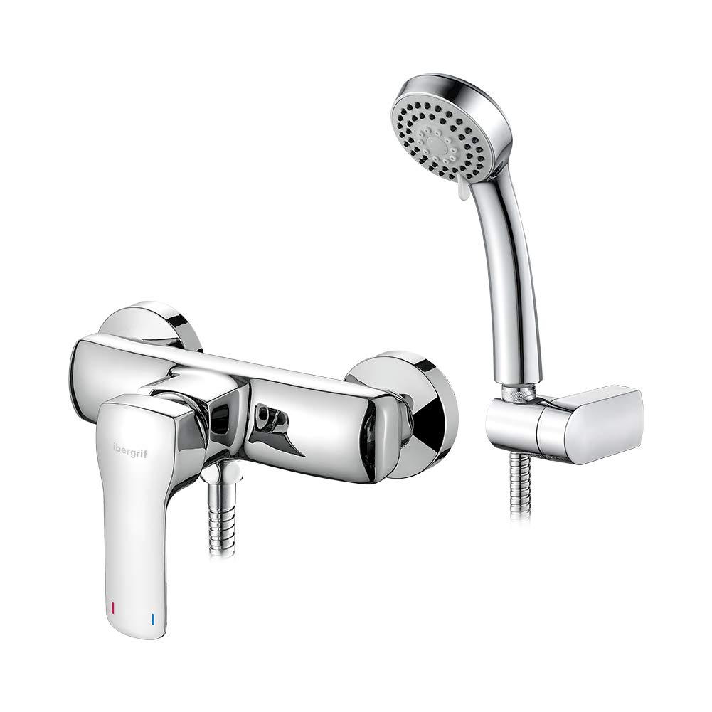 Ibergrif Mines - Single Lever Shower Mixer, Bathroom Tap Set, Chrome
