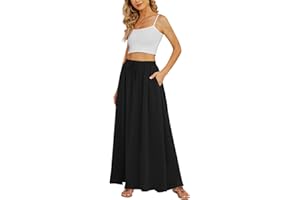 AYIFU Women's Pleated Chiffon Maxi Skirt with Pockets High Waisted Flowy Summer Long Skirt for Casual, Beach & Daily Wear