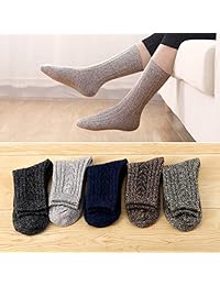 Calcetines de lana para hombre, cálidos, suaves y acogedores, de punto vintage, 5 unidades