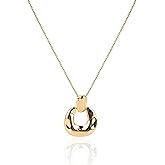 Mikovivi Gold-Toned Pendant Necklace for Women, Chunky Adjustable Statement Chain Necklace Vintage Design Dainty Jewelry for Casual Outfits