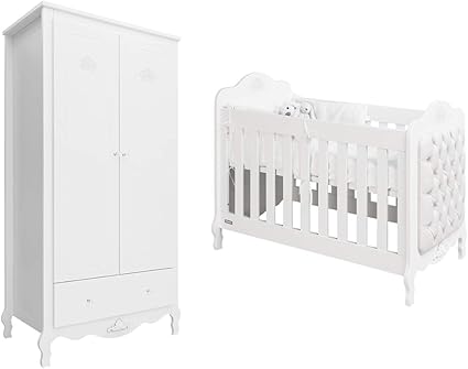 Lit Bebe 60x120 Et Armoire 2 Portes Diva Blanc Amazon Fr Bebes Puericulture