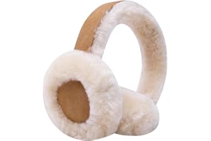 Harssidanzar Classic Winter Earmuffs for Men Women, Unisex Sheepskin Earmuffs, Foldable, Outdoor