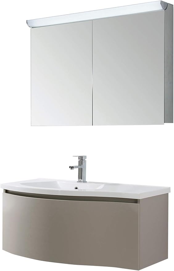 Badmobel Set Lena 1000 Taupe Hell Matt Spiegel Optional Spiegel Ohne Spiegel Ablaufgarnitur Pop Up Mit Ablaufgarnitur Amazon De Baumarkt
