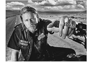 HOLZHEIMER'S Sons of Anarchy 8x10 Photo Charlie Hunnam Black & White Pic Focus on Left Hand Wearing SO & NS Rings kn