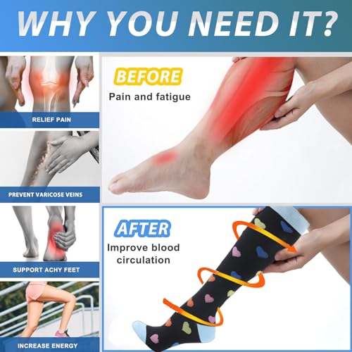 BONANGEL 4 Pairs Compression Socks for Women and Men 15-20 mmHg Sports and Medical Compression Socks for Running, Flight, Travel, Nurse, Maternal