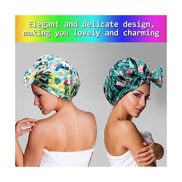 2 Pieces Shower Caps Waterproof Bowknot Bathing Caps Reusable Shower Hats Multi-functional Shower Hair Caps for Women…