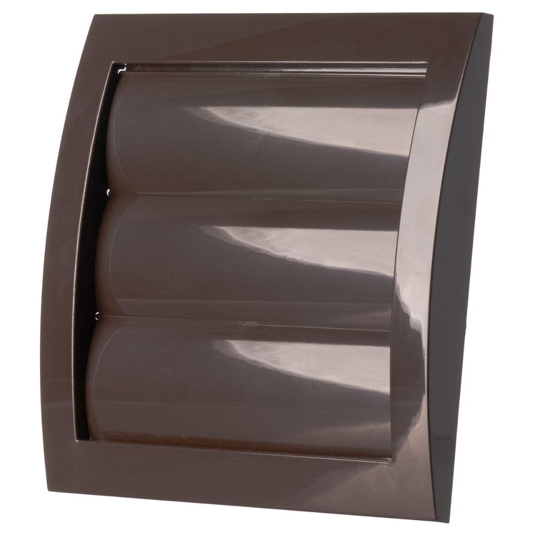 Ø 100mm / 4'' Brown Plastic Ventilation Grille with Non-Return Gravity Shutters - Air Vent Cover with Insect Protection