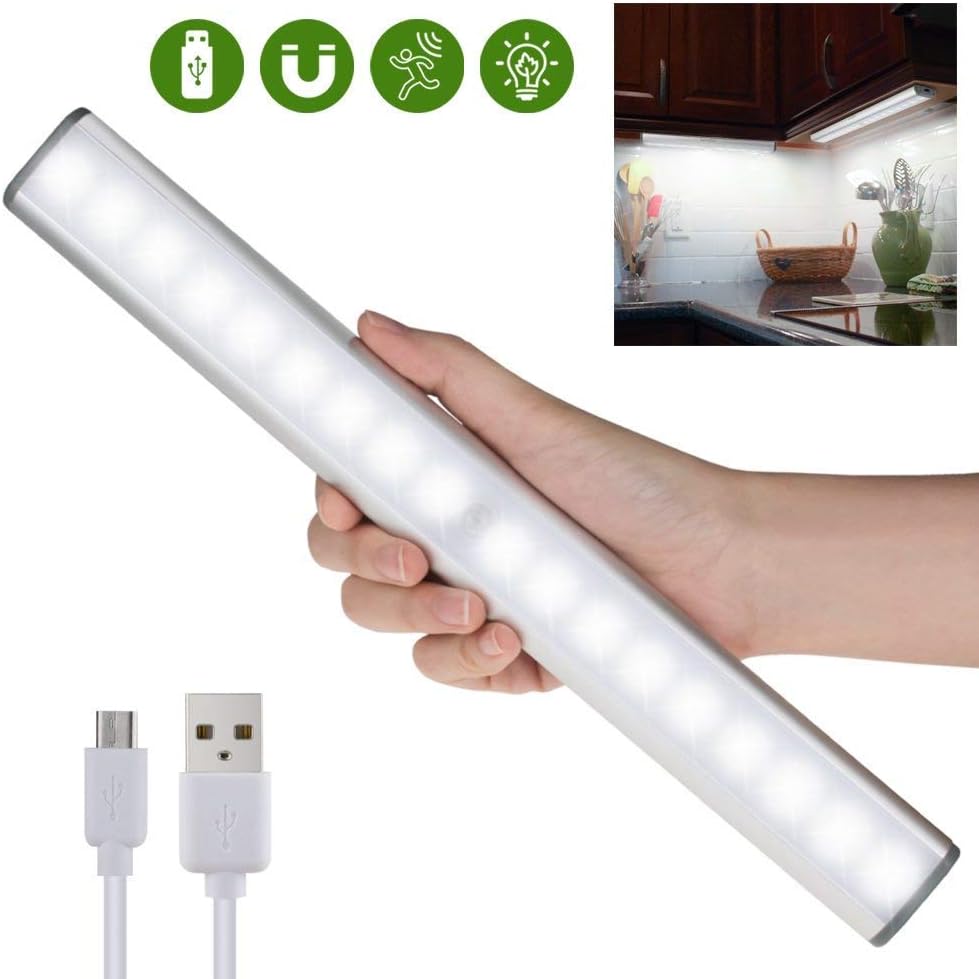 Motion Sensor Light Cabinet Lights, Wireless Motion Activated Closet Lights, Rechargeable USB Stick on Anywhere Magnetic 18 LED White Light for Closet/Drawer/Cabinet/Cupboard