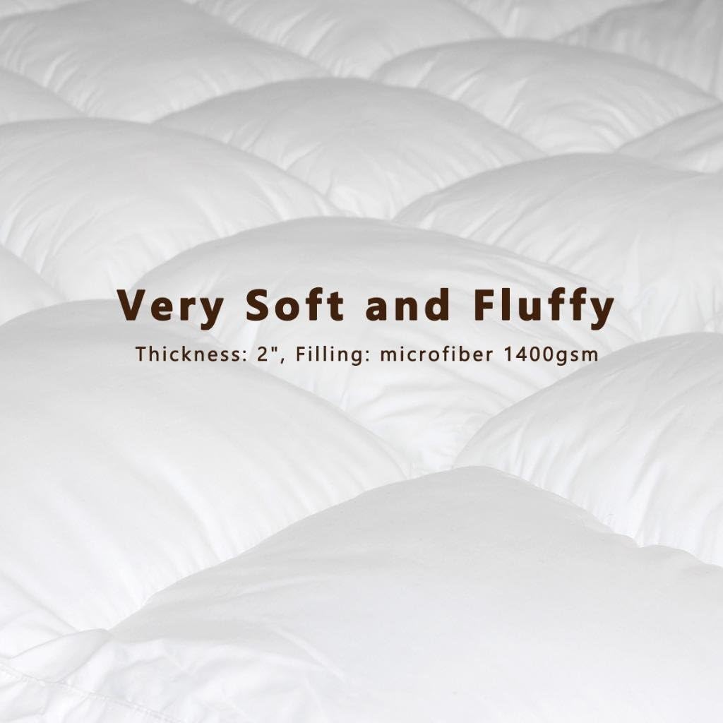 D & G THE DUCK AND GOOSE CO Overfilled Extra Thick Mattress Topper Queen Size, Gel Fiber Filled Bed Topper Mattress Pad Pillowtop: Home & Kitchen