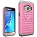 J1 Case, Galaxy Amp 2 Case, Galaxy Express 3 Case, NOKEA Studded Rhinestone [Shock Absorption] Hybrid Armor Defender Protective Case Cover for Samsung Galaxy J1 2016 / Amp 2 / Express 3 (Pink Grey)