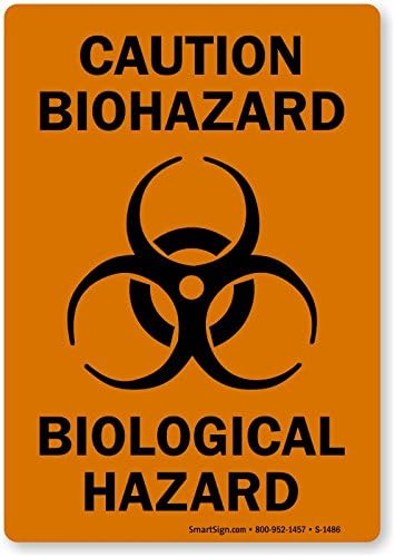 Caution Biohazard, Biological Hazard (with Symbol) Sign, 10" x 7"