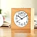 DELIWAY Non Ticking Wood Alarm Clock with Nightlight and Snooze/Ascending Sound Alarm/Simple to Set Clocks, Battery Powered (Beech Wood)