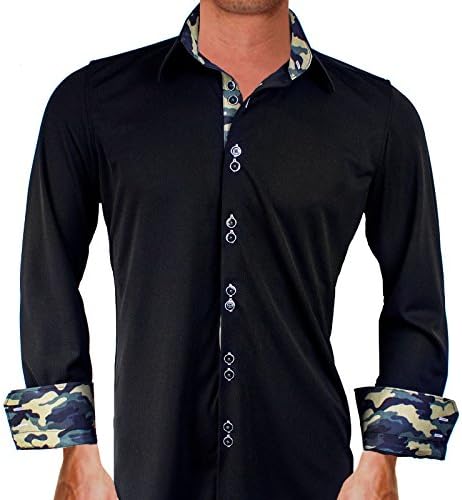 Anton Alexander Outdoor Collection Men's Designer Dress Shirt Made In USA -XXL Modern Fit-Black/Camo