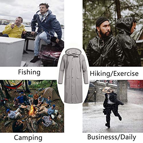 COOFANDY Herren Regenjacke mit Kapuze Wasserdicht Leicht Active Lang Regenmantel – Bild 8