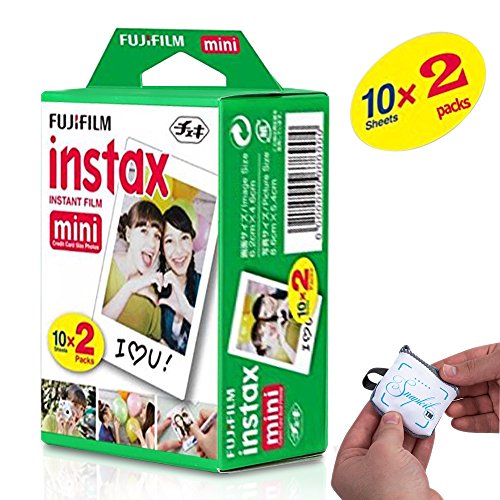 Fujifilm Instax Mini Instant Film Twin Pack = 20 Sheets (White) For Fujifilm Mini 9 & Mini 8 Cameras + Mini 9 Keychain