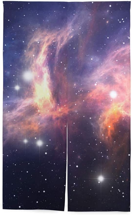 Amazon Tinzzeros のれん おしゃれ 宇宙星雲 かっこいい お部屋の模様替え リラックス 洋風 中華風 日本画風 透け感の 店 冬は暖かい 突っ張り棒付き 幅70 丈150 のれん オンライン通販
