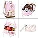 School Backpacks for Teen Girls Lightweight Canvas Backpack Bookbags Set (Pink)