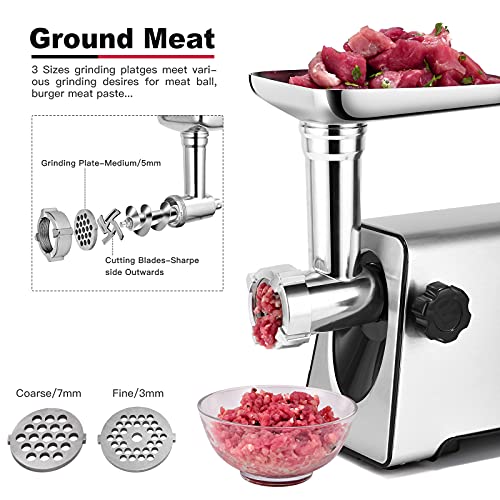 KUUNLESIN Meat Grinder, Electric Meat Grinder, 350W[2800W Max], Sausage