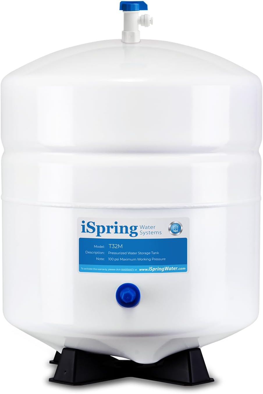 iSpring T32M Pressurized Water Storage Tank RO Systems 4 Gallon 1/4 Valve