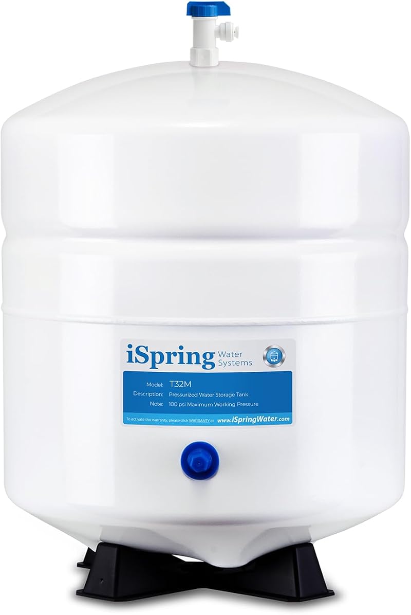 iSpring T32M Pressurized Water Storage Tank RO Systems 4 Gallon 1/4 Valve