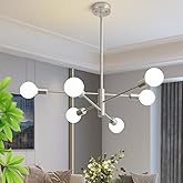Deyidn Sputnik Chandelier Modern Brushed Nickel Chandeliers 6-Light Mid Century Ceiling Lighting Fixture for Living Room, Kit
