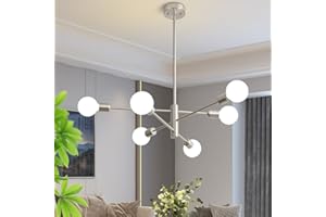 Deyidn Sputnik Chandelier Modern Brushed Nickel Chandeliers 6-Light Mid Century Ceiling Lighting Fixture for Living Room, Kitchen, Bedroom, Dining Room, and Farmhouse (6-Light)