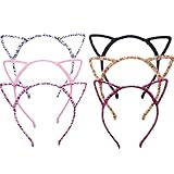 Mudder Cat Ear Headband Hair Band Fluffy Hair Hoop Headband for Party and Daily Decoration, Assorted Colors, 6 Pieces