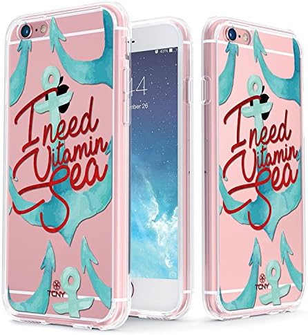 iPhone 6s Case - True Color Clear-Shield I Need Vitamin Sea Quotes Collection Printed on Clear Back - Soft and Hard Thin Shock Absorbing Dustproof Full Protection Bumper Cover