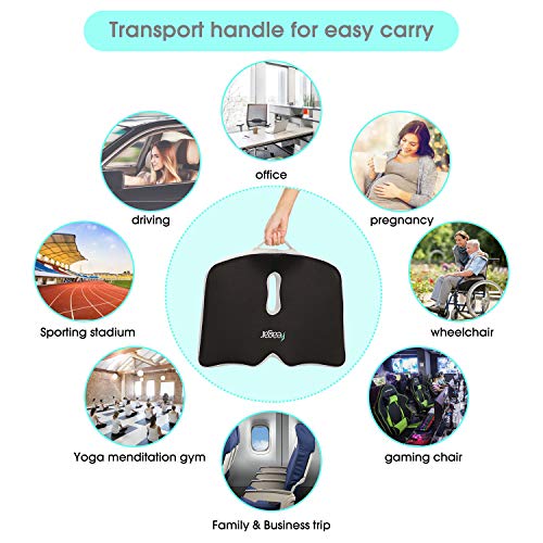 Seat Cushion, Feagar Office Chair Car Seat Cushion Extra Large Memory Foam with Carry Bag and Anti-Slip Bottom Helps for Back Hip Coccyx/Tailbone Sciatica Pain Relief