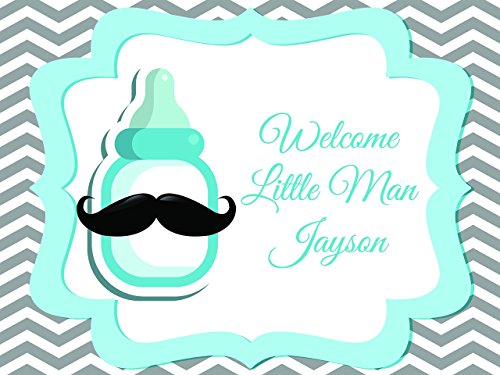 image for speedyorders Custom, Mint With Mustaches or Pink With a Crown, Baby Sh
