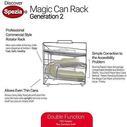 MagicCanRack 2 Unique 2018 Patent Pending Double Function Stackable Can Organizer Pantry Can Rack System, Holds More Than 50 Cans, Standard And Rotator Shelves - Thumbnail 3