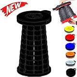 uhmhome Retractable Folding Stool Portable Telescoping Stool Hold 330 lb, Foldable Camping Stool Seat Carry in Bag for Fishing, Travel