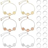 DICOSMETIC 6 Sets 3 Colors Bracelet Bezel Settings DIY Blank Bracelet Making Kit 12mm Stainless Steel Adjustable Slider Bracelets Golden Tray Bracelet Blanks with Glass Cabochons for DIY Making