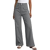 Dokotoo Baggy Jeans for Women High Waisted Straight Leg Trendy Casual Work Outfits Fashion Clothing Stretch Wide Leg Denim Pants Trousers with Pocket Medium Grey