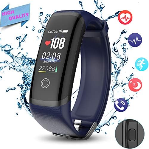 Fitness Trackers, Activity Tracker with Heart Rate Monitors Pedometer Swimming Bluetooth Sleep Monitor SMS SNS Reminder for iOS Android Phone Men Women Kids
