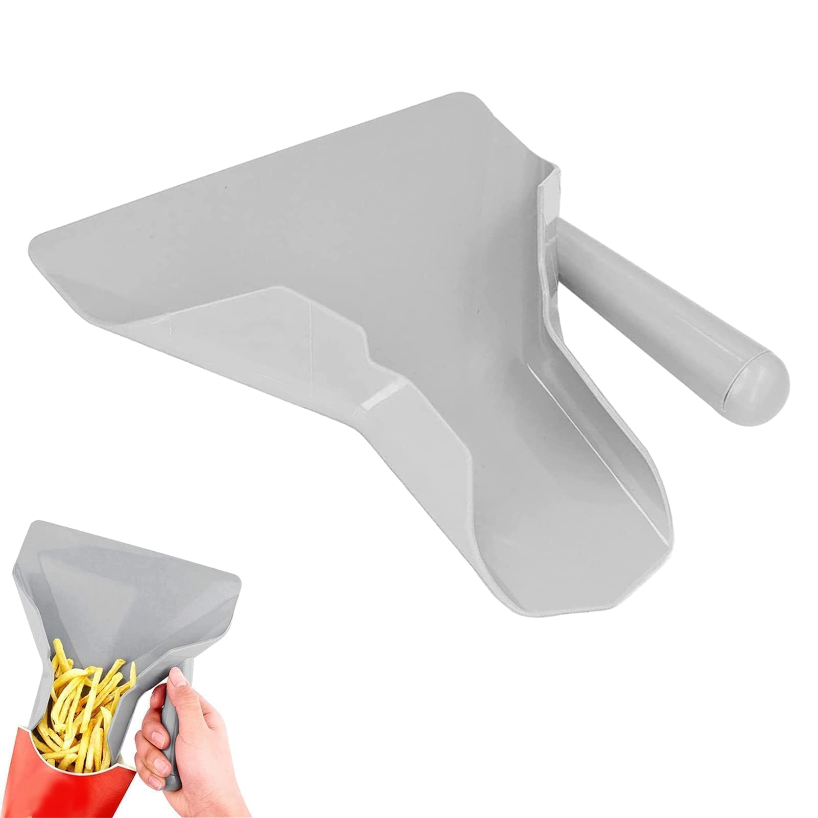 French Fry Bagger Scoop, French Fries Shovel, Chip Scoop with Comfort Grip Handle Ideal for Commercial Kitchens, Food Trucks, and Home Use, 23.5 x 20.6cm