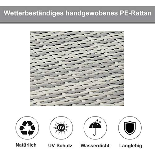 Outsunny Polyrattan Doppelliege Sonnenliege Gartenliege für 2 Personen Relaxliege Luxus Lounge 5-stufige Rückenlehne Metall PE Rattan Grau 196 x 120 x 28 cm – Bild 6