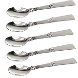 RETON 5 Pcs Outdoor Portable Foldable Stainless Steel Spoon For Hiking Tableware Cookout Traveller Spoon (5 Spoon)