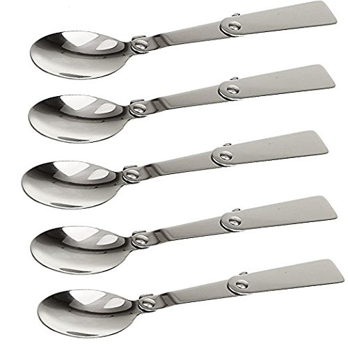 RETON 5 Pcs Outdoor Portable Foldable Stainless Steel Spoon For Hiking Tableware Cookout Traveller Spoon (5 Spoon)