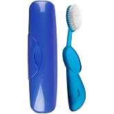 RADIUS Toothbrush Original Big Brush, BPA Free and ADA Accepted, Right Hand, Blue Brush and Blue Case
