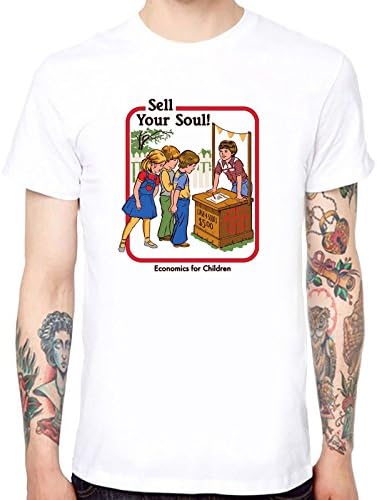 YAO STARS Sell Your Soul Printed Cotton Men's Funny Cool T-Shirts Short Sleeve Tops Tee Size L