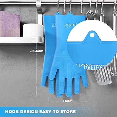 Pecute Pet Grooming Gloves, Dog Wash Mitt Bathing Gloves with High Density Bristles, Silicone Hair Removal Gloves with Enhanced Five Finger Design, Bathing and Massaging for Dogs and Cats
