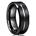 King Will Classic Men Black Tungsten Carbide 8mm Polished Matte Brushed Finish Center Wedding Band Ring