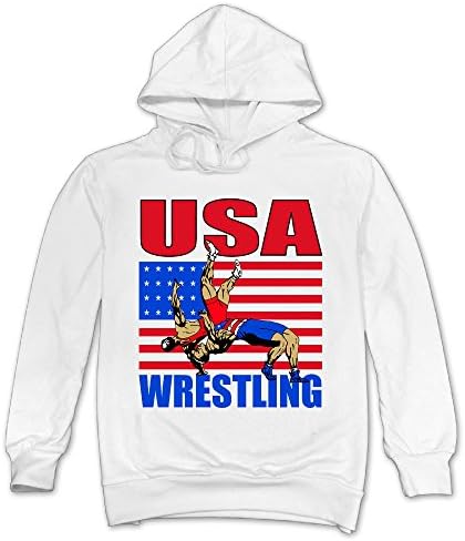 Namii Men's Classic USA Wrestling FLAG Hoodies Size L White